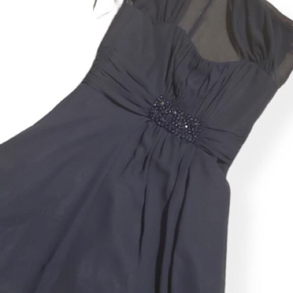 Evening Gown Navy Midi Sequins beads in front Dusk Collection by Sheila … - Picture 10 of 16